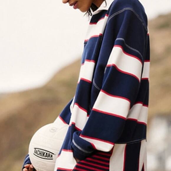 FP Movement by Free People Striped Navy and White Hoodie - Picture 5 of 6